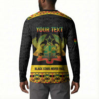 Personalized Afro Ghana Football Button Sweatshirt Black Stars Never Fall - Kente Pattern