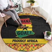 Afro Ghana Football Round Carpet Black Stars Never Fall - Kente Pattern - Wonder Print Shop