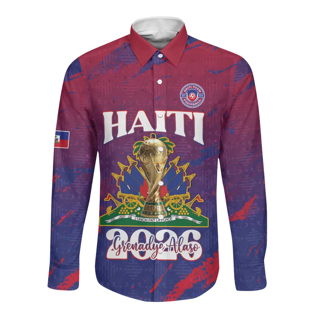 Personalized Afro-Haiti Football Long Sleeve Button Shirt 2026 Nou Retounen Anko - Wonder Print Shop