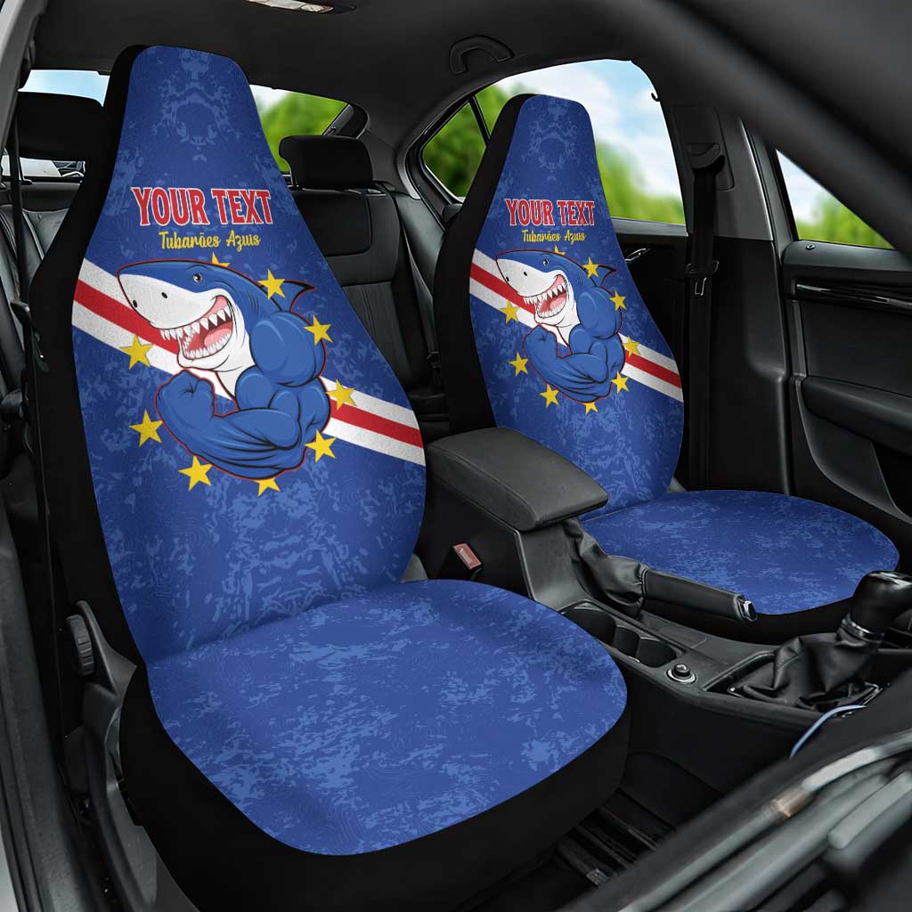 Custom Cape Verde Football Car Seat Cover Go Blue Sharks