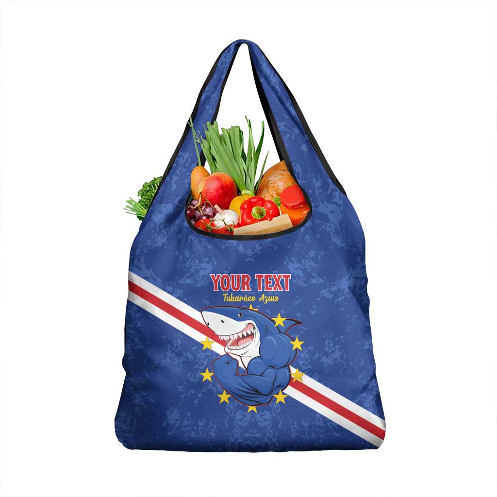 Custom Cape Verde Football Grocery Bag Go Blue Sharks