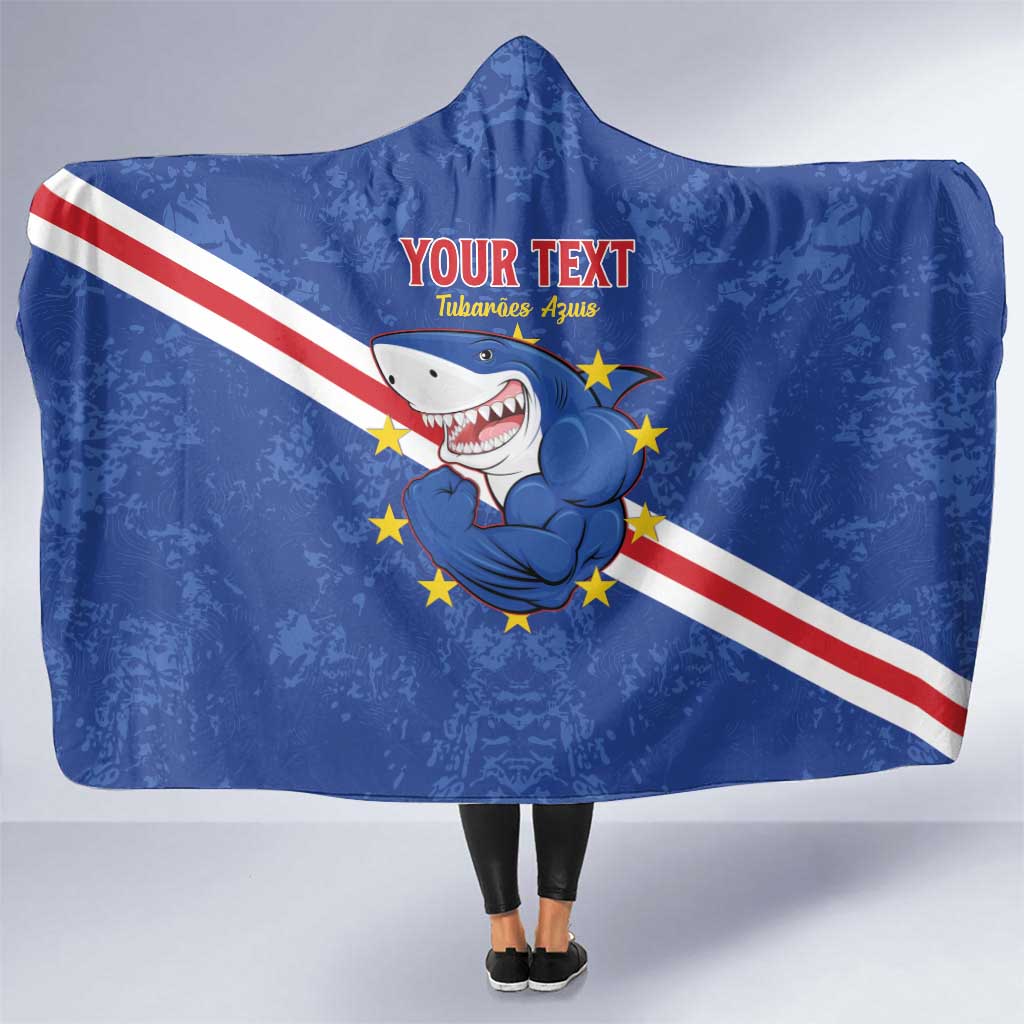 Custom Cape Verde Football Hooded Blanket Go Blue Sharks