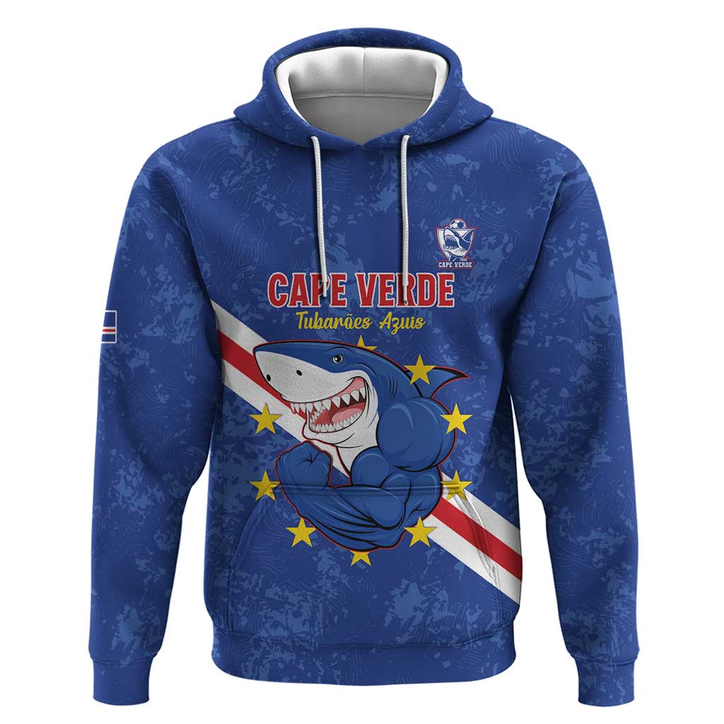 Custom Cape Verde Football Hoodie Go Blue Sharks