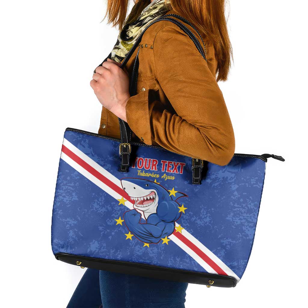 Custom Cape Verde Football Leather Tote Bag Go Blue Sharks