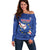 Custom Cape Verde Football Off Shoulder Sweater Go Blue Sharks