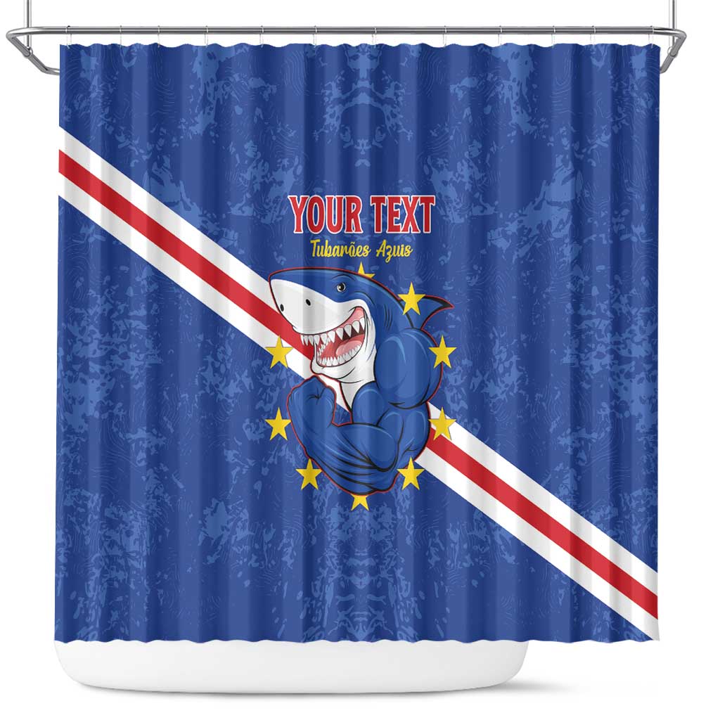 Custom Cape Verde Football Shower Curtain Go Blue Sharks