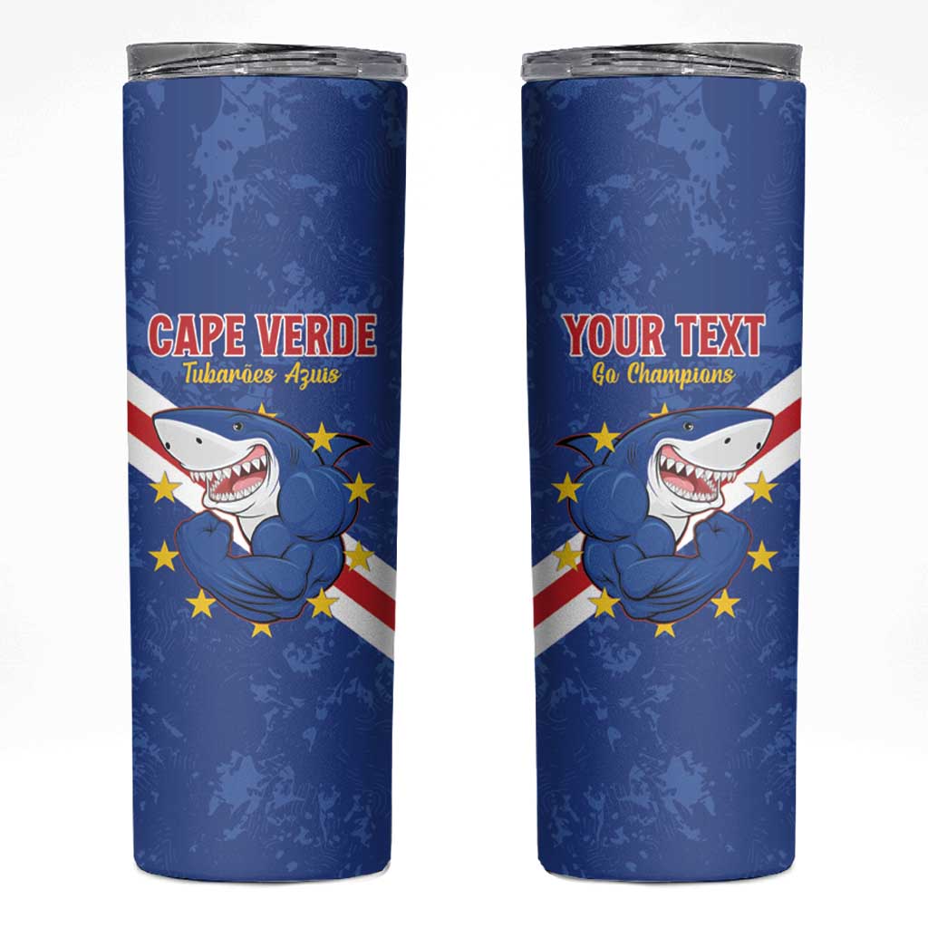 Custom Cape Verde Football Skinny Tumbler Go Blue Sharks