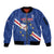 Custom Cape Verde Football Sleeve Zip Bomber Jacket Go Blue Sharks