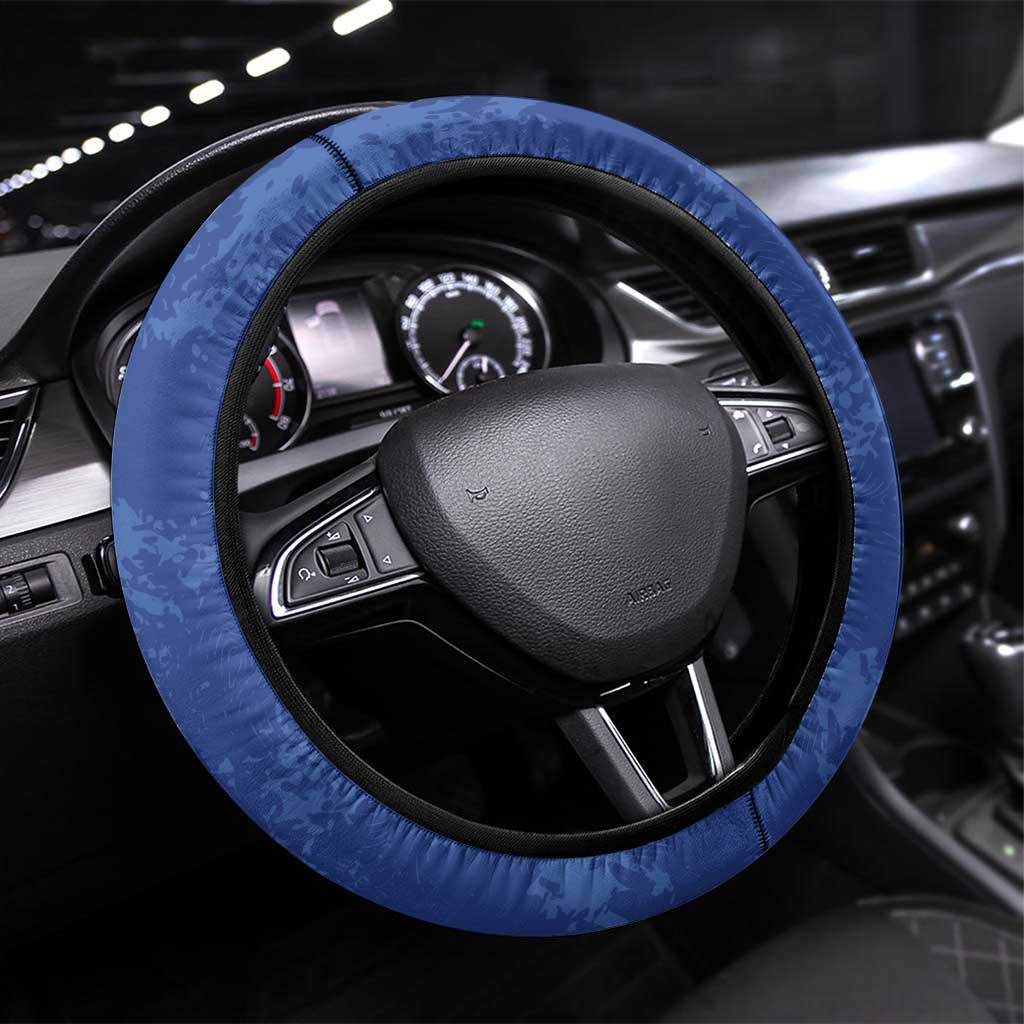 Cape Verde Football Steering Wheel Cover Go Blue Sharks