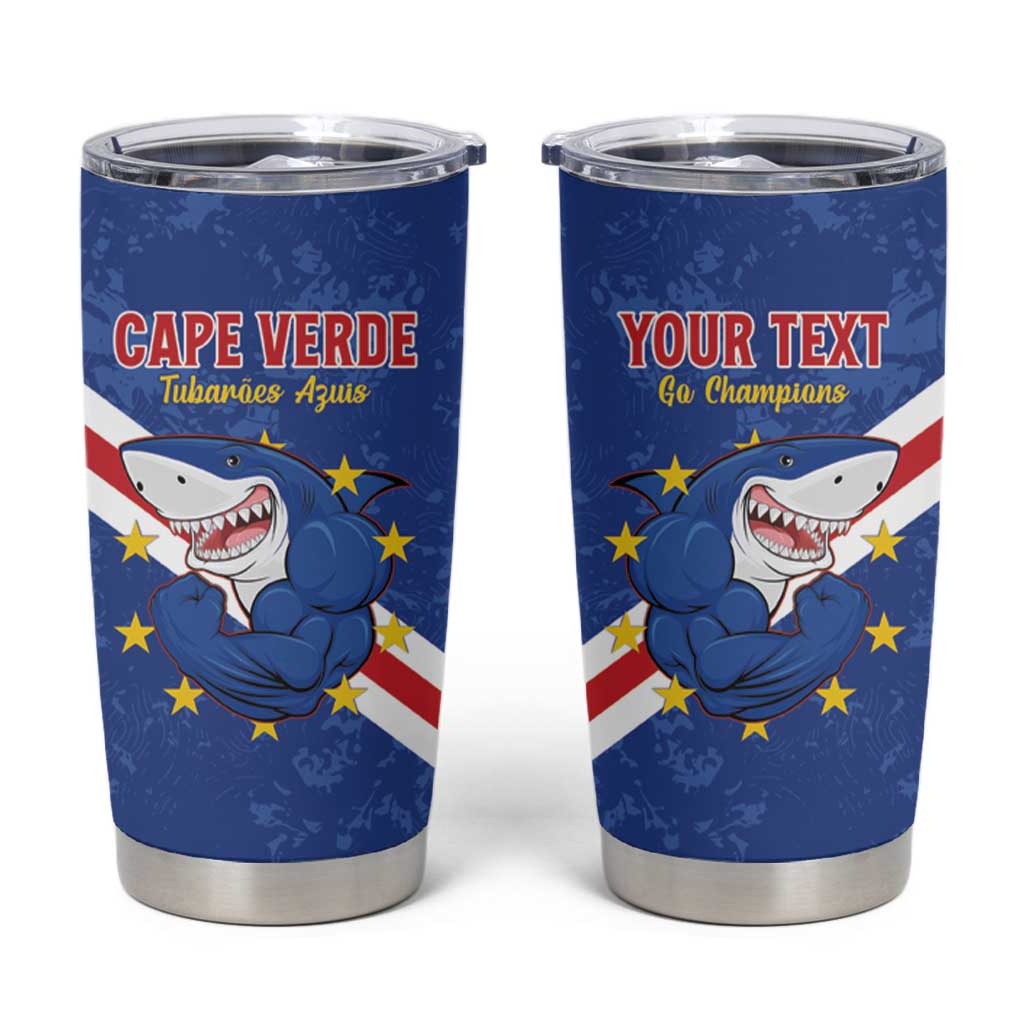 Custom Cape Verde Football Tumbler Cup Go Blue Sharks