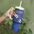 Custom Cape Verde Football Tumbler With Handle Go Blue Sharks