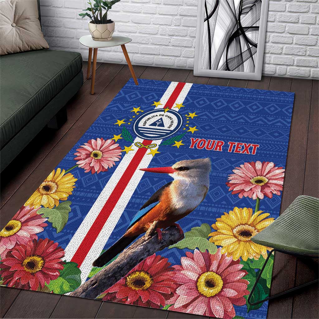 Personalised Cape Verde Area Rug Grey-Headed Kingfisher Mix Gerbera Daisy