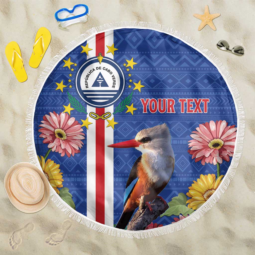 Personalised Cape Verde Beach Blanket Grey-Headed Kingfisher Mix Gerbera Daisy