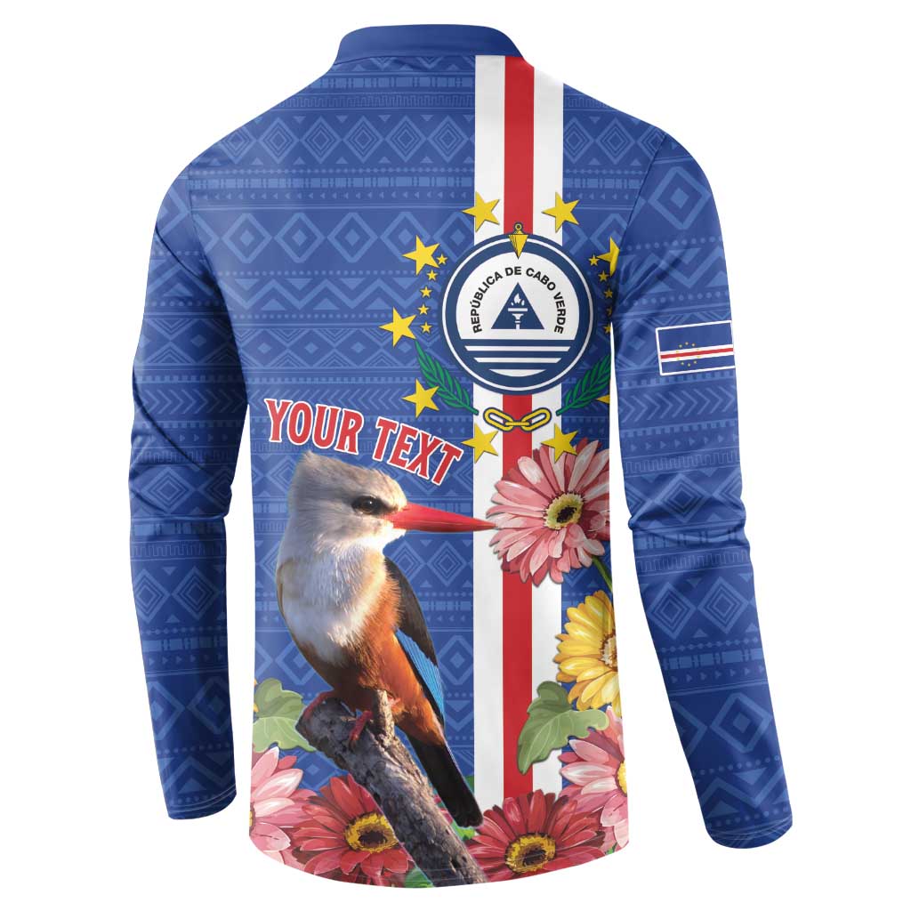 Personalised Cape Verde Button Sweatshirt Grey-Headed Kingfisher Mix Gerbera Daisy