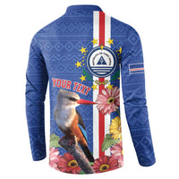 Personalised Cape Verde Button Sweatshirt Grey-Headed Kingfisher Mix Gerbera Daisy