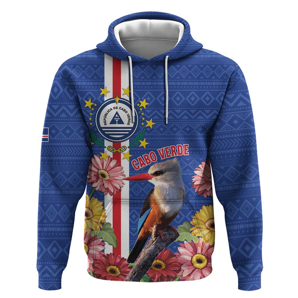 Personalised Cape Verde Hoodie Grey-Headed Kingfisher Mix Gerbera Daisy