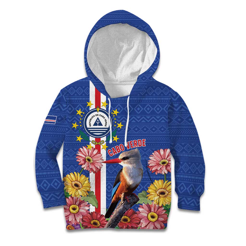 Personalised Cape Verde Kid Hoodie Grey-Headed Kingfisher Mix Gerbera Daisy