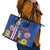 Personalised Cape Verde Leather Tote Bag Grey-Headed Kingfisher Mix Gerbera Daisy