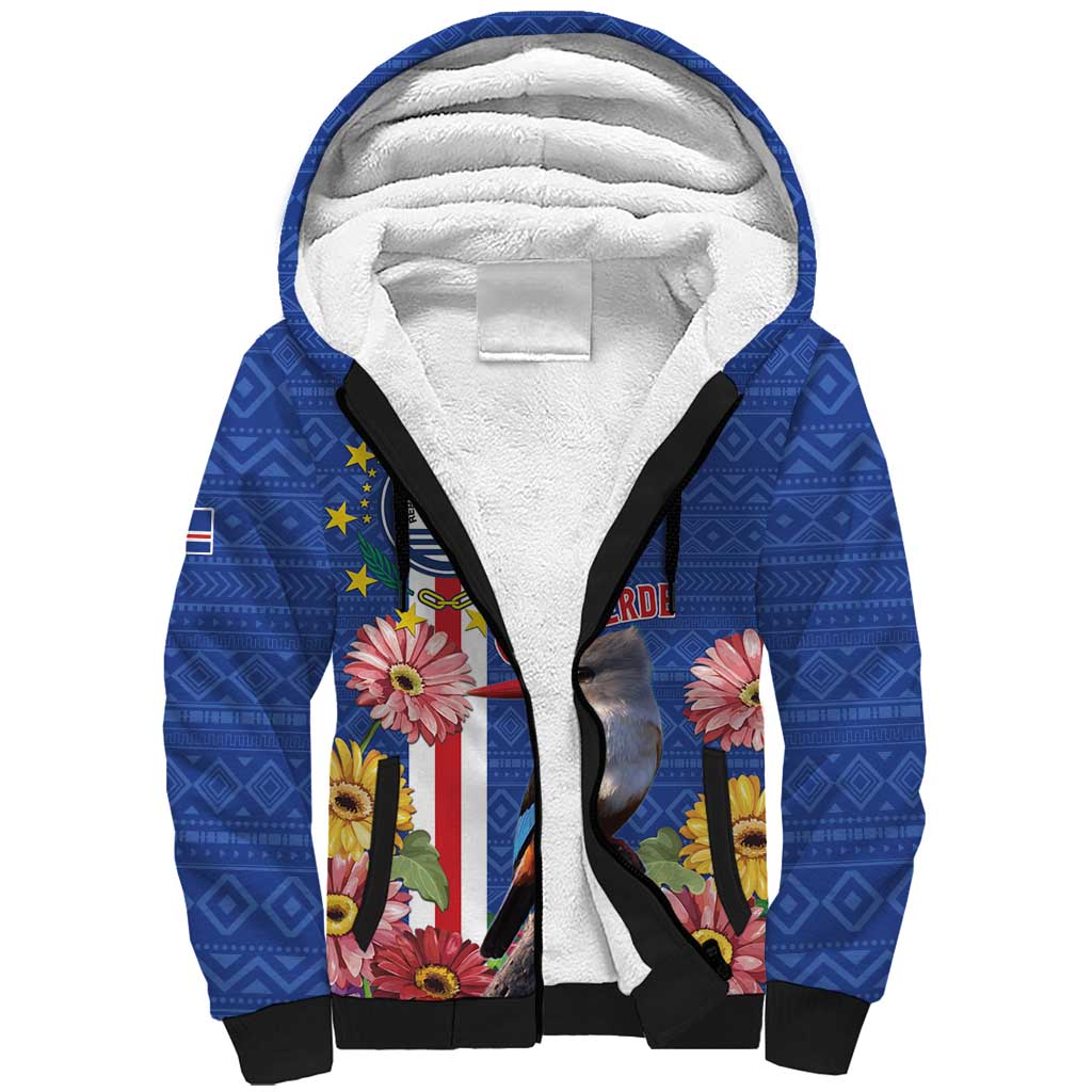 Personalised Cape Verde Sherpa Hoodie Grey-Headed Kingfisher Mix Gerbera Daisy