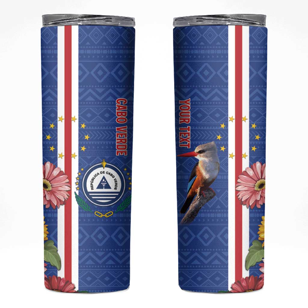 Personalised Cape Verde Skinny Tumbler Grey-Headed Kingfisher Mix Gerbera Daisy