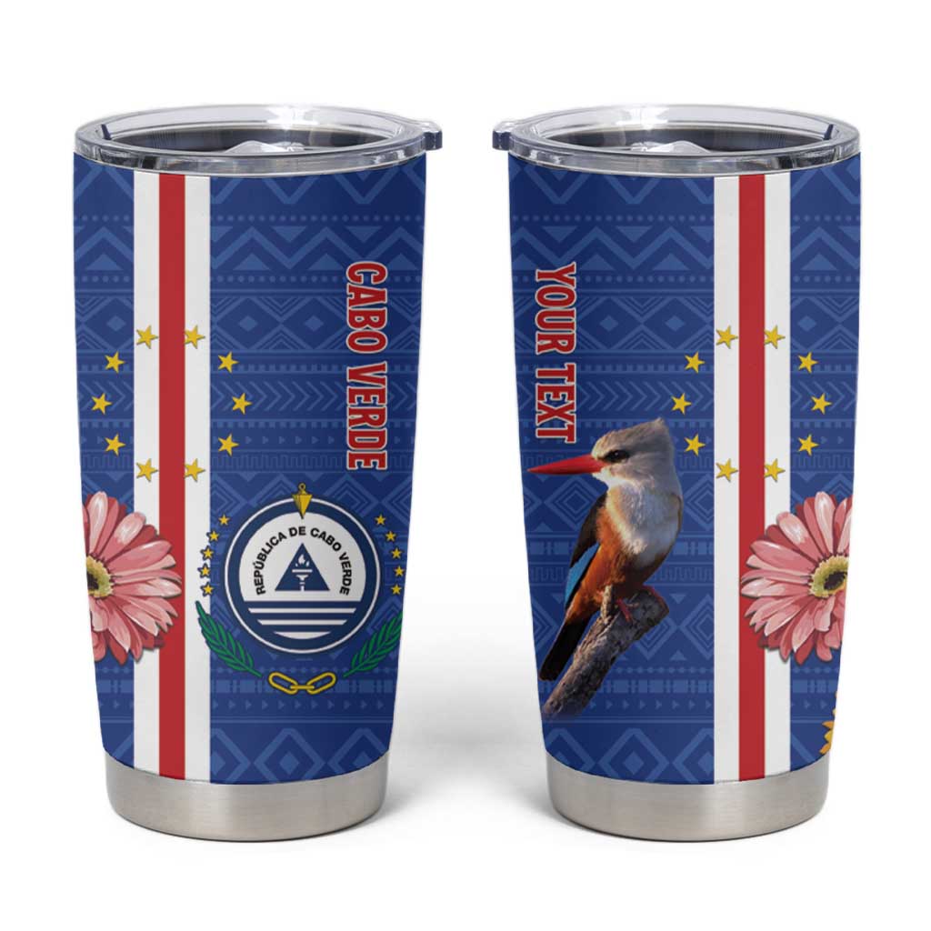 Personalised Cape Verde Tumbler Cup Grey-Headed Kingfisher Mix Gerbera Daisy