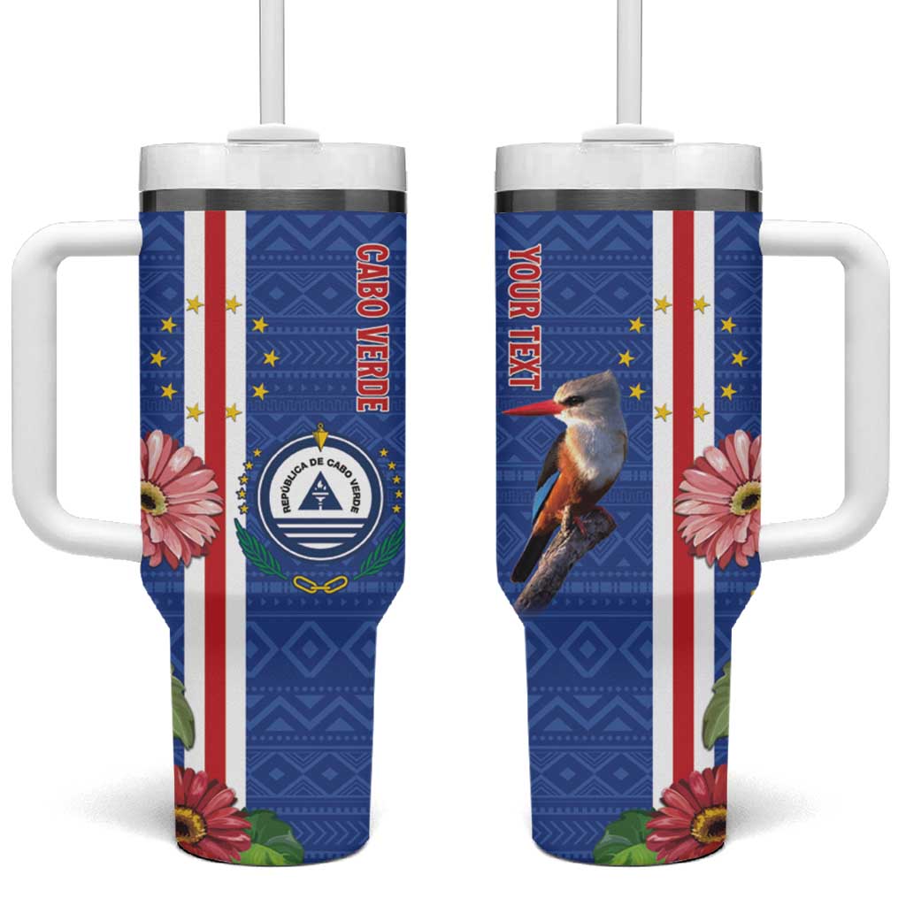 Personalised Cape Verde Tumbler With Handle Grey-Headed Kingfisher Mix Gerbera Daisy