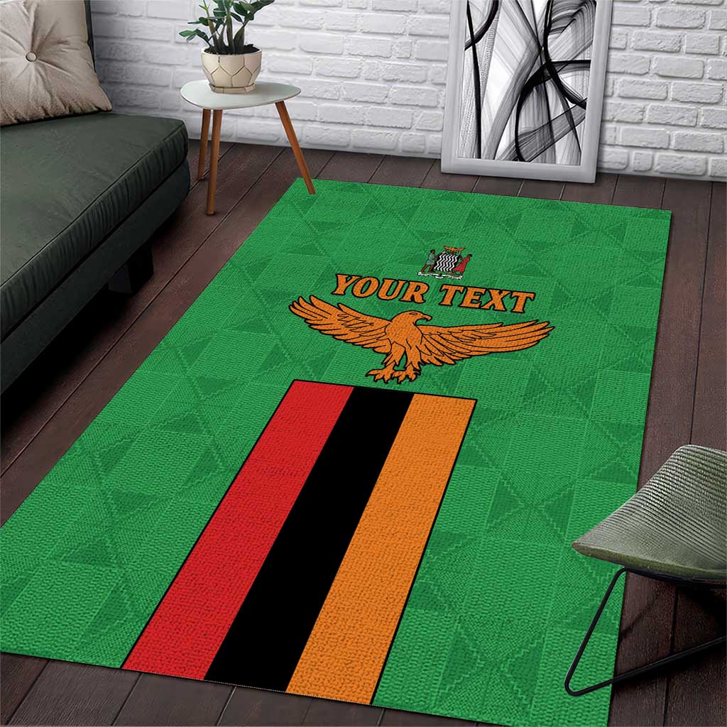 Personalised Zambia Area Rug Flag Style Mix Kente Pattern