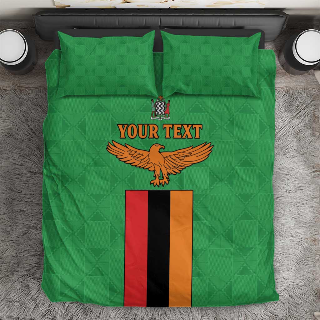 Personalised Zambia Bedding Set Flag Style Mix Kente Pattern