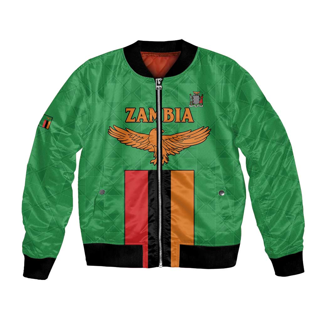 Personalised Zambia Bomber Jacket Flag Style Mix Kente Pattern