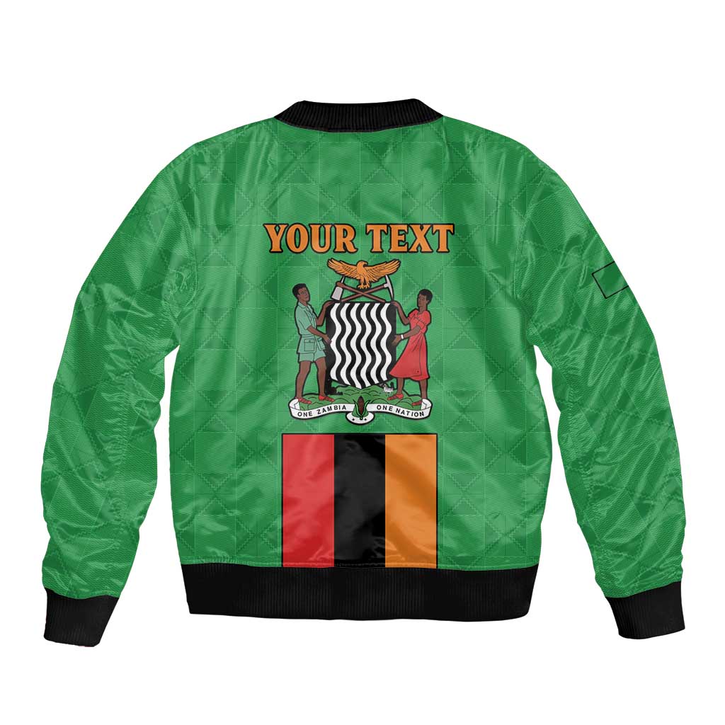 Personalised Zambia Bomber Jacket Flag Style Mix Kente Pattern