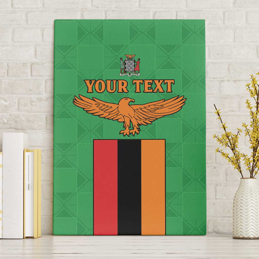 Personalised Zambia Canvas Wall Art Flag Style Mix Kente Pattern