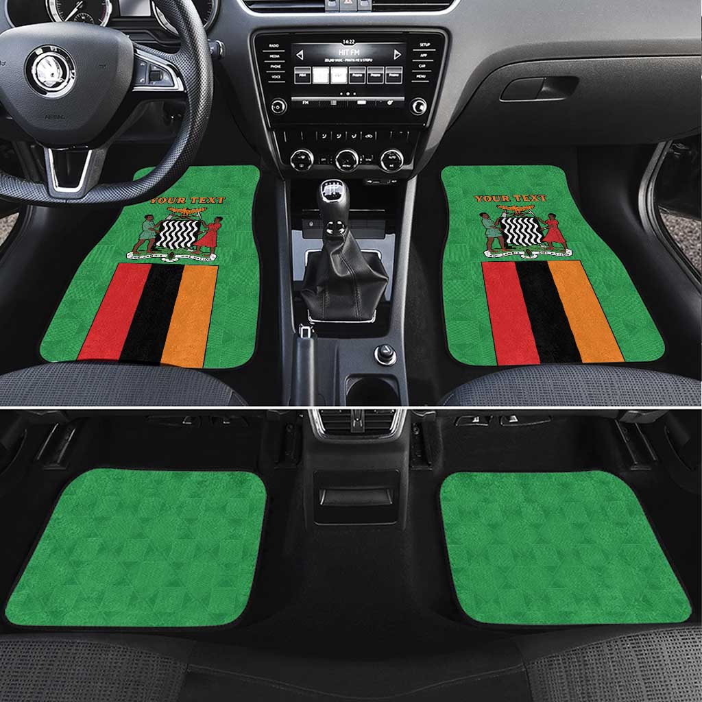 Personalised Zambia Car Mats Flag Style Mix Kente Pattern