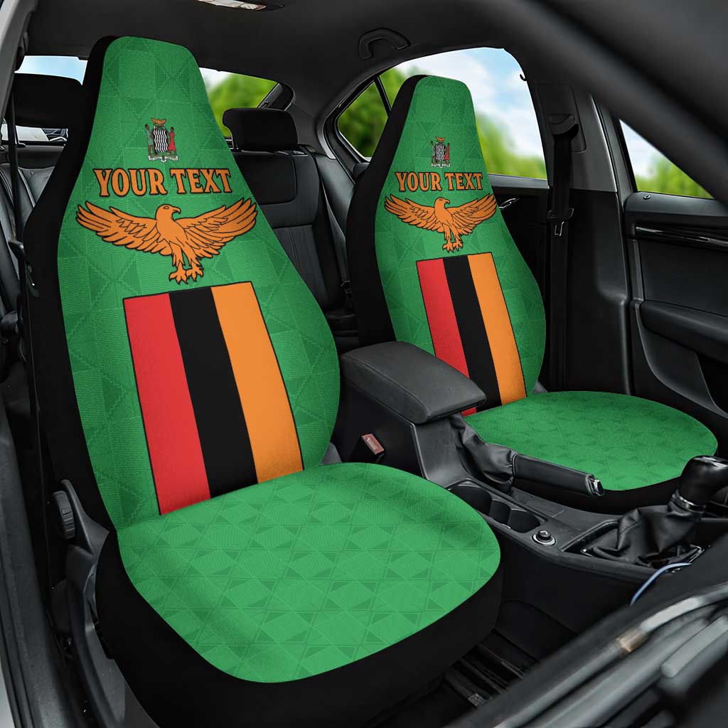 Personalised Zambia Car Seat Cover Flag Style Mix Kente Pattern