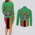 Personalised Zambia Couples Matching Long Sleeve Bodycon Dress and Long Sleeve Button Shirt Flag Style Mix Kente Pattern