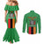 Personalised Zambia Couples Matching Mermaid Dress and Long Sleeve Button Shirt Flag Style Mix Kente Pattern