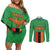 Personalised Zambia Couples Matching Off Shoulder Short Dress and Long Sleeve Button Shirt Flag Style Mix Kente Pattern