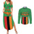 Personalised Zambia Couples Matching Summer Maxi Dress and Long Sleeve Button Shirt Flag Style Mix Kente Pattern