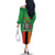 Personalised Zambia Family Matching Off The Shoulder Long Sleeve Dress and Hawaiian Shirt Flag Style Mix Kente Pattern