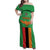 Personalised Zambia Family Matching Off Shoulder Maxi Dress and Hawaiian Shirt Flag Style Mix Kente Pattern