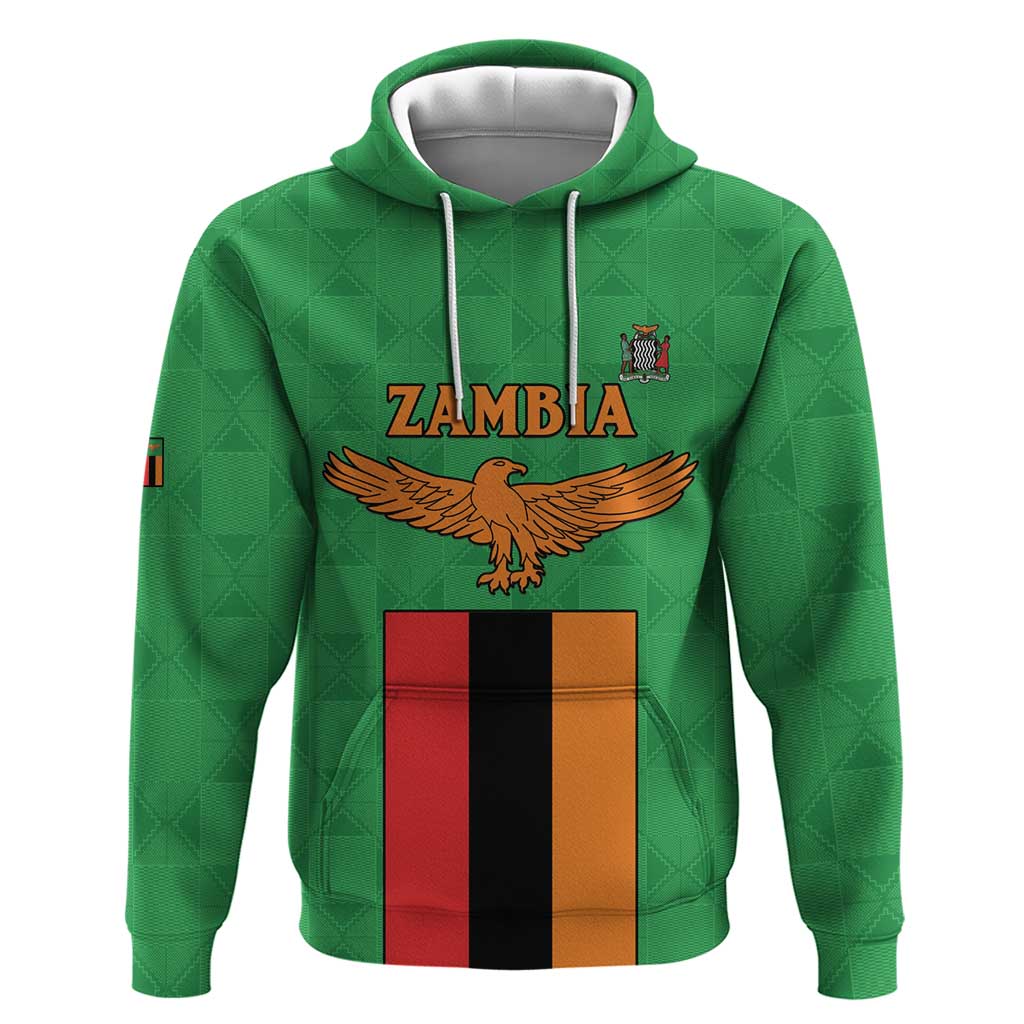 Personalised Zambia Hoodie Flag Style Mix Kente Pattern