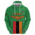 Personalised Zambia Hoodie Flag Style Mix Kente Pattern