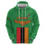 Personalised Zambia Hoodie Flag Style Mix Kente Pattern