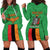 Personalised Zambia Hoodie Dress Flag Style Mix Kente Pattern