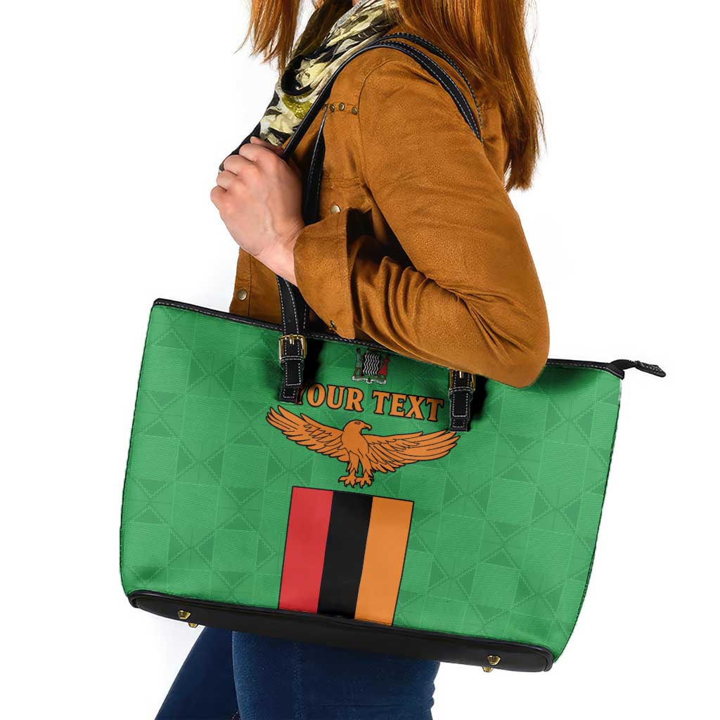 Personalised Zambia Leather Tote Bag Flag Style Mix Kente Pattern