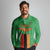 Personalised Zambia Long Sleeve Polo Shirt Flag Style Mix Kente Pattern