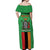 Personalised Zambia Off Shoulder Maxi Dress Flag Style Mix Kente Pattern