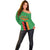 Personalised Zambia Off Shoulder Sweater Flag Style Mix Kente Pattern