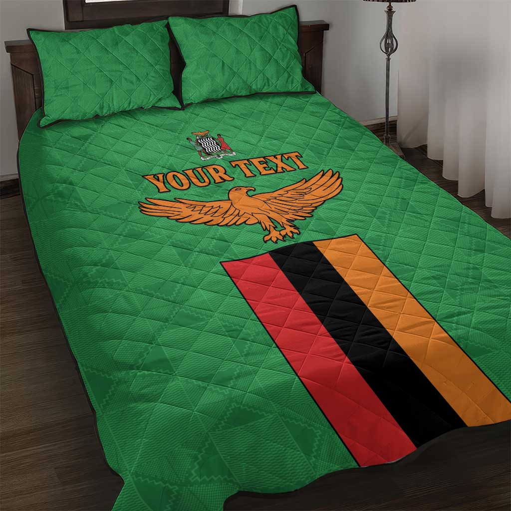 Personalised Zambia Quilt Bed Set Flag Style Mix Kente Pattern