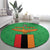 Personalised Zambia Round Carpet Flag Style Mix Kente Pattern