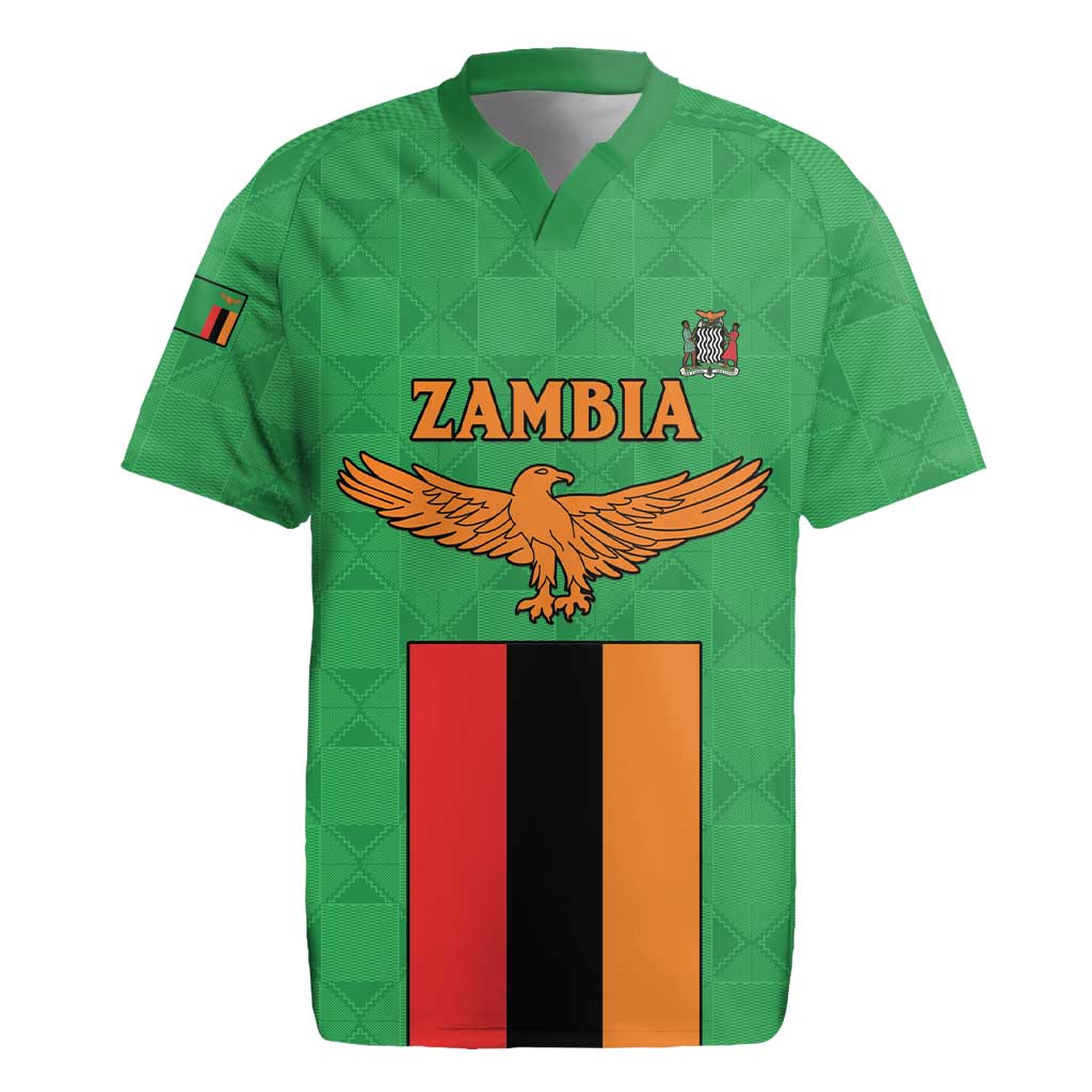 Personalised Zambia Rugby Jersey Flag Style Mix Kente Pattern